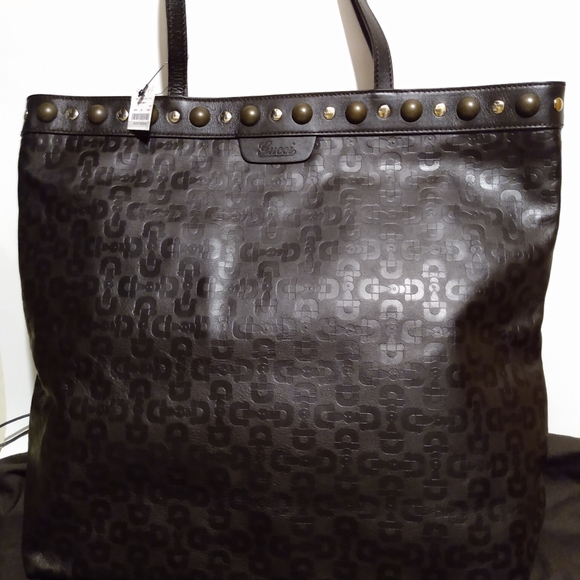 Gucci Handbags - Gucci Babouska Horsebit Embossed Leather Tote